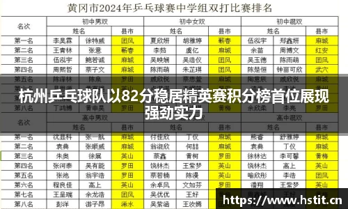 杭州乒乓球队以82分稳居精英赛积分榜首位展现强劲实力